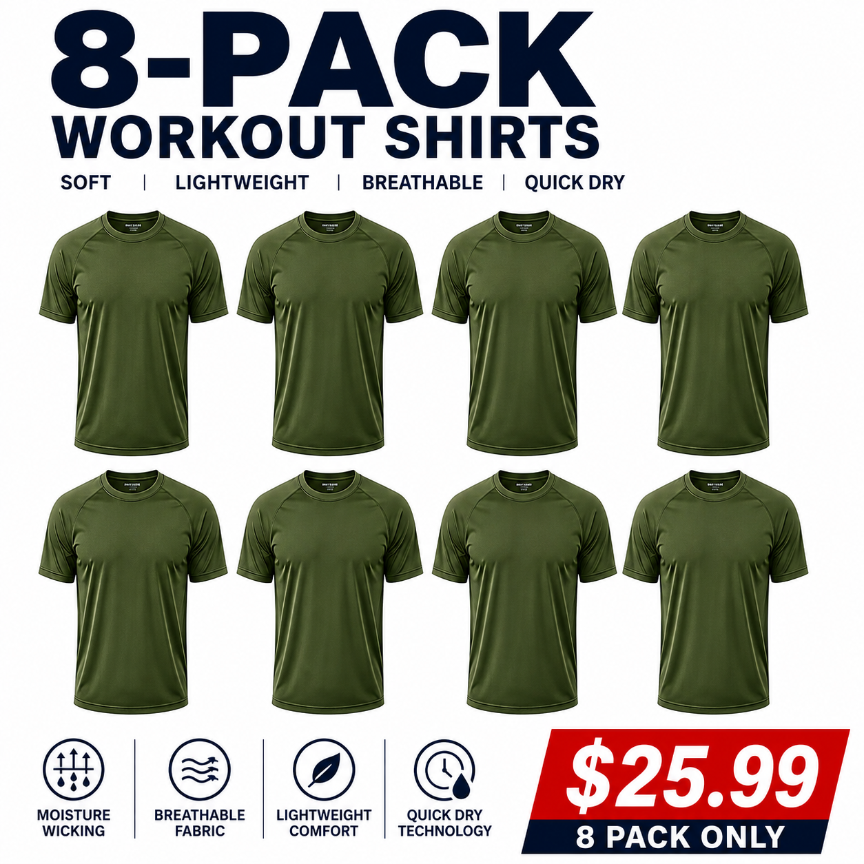 Men's 8-Pack Workout Shirts
