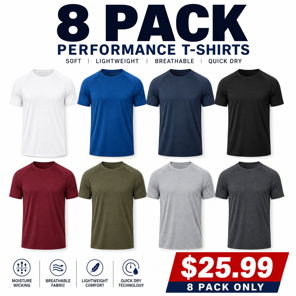 Men's 8-Pack Workout Shirts