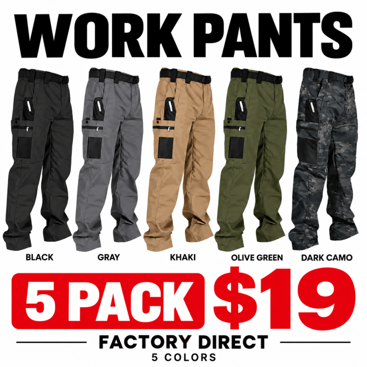 Men's Ripstop Tactical Work Pants 5 and 10 Pack