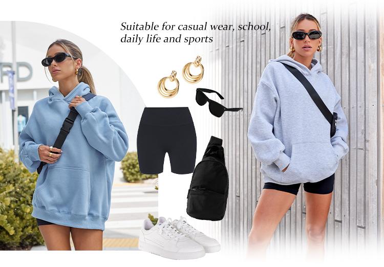 AUTOMET Women's Clothes - Lady's Oversize Minimalist Full-Sleeve Cotton Fleece Polyester Fabric Hoodie, Baggy Chic Pockets Tops for Casual Fall Everyday Wear