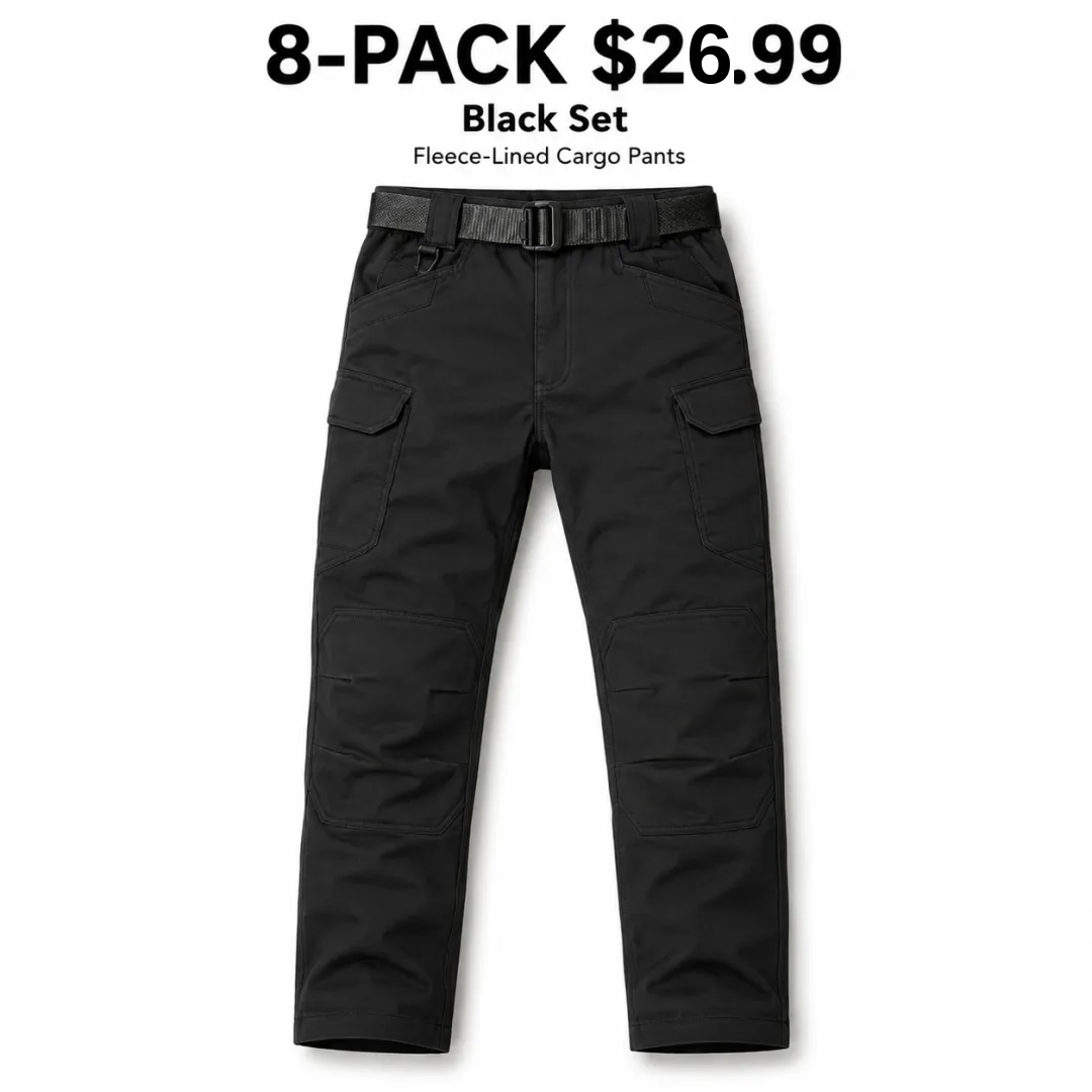 Men's Fleece-Lined Cargo Pants 8-Pack