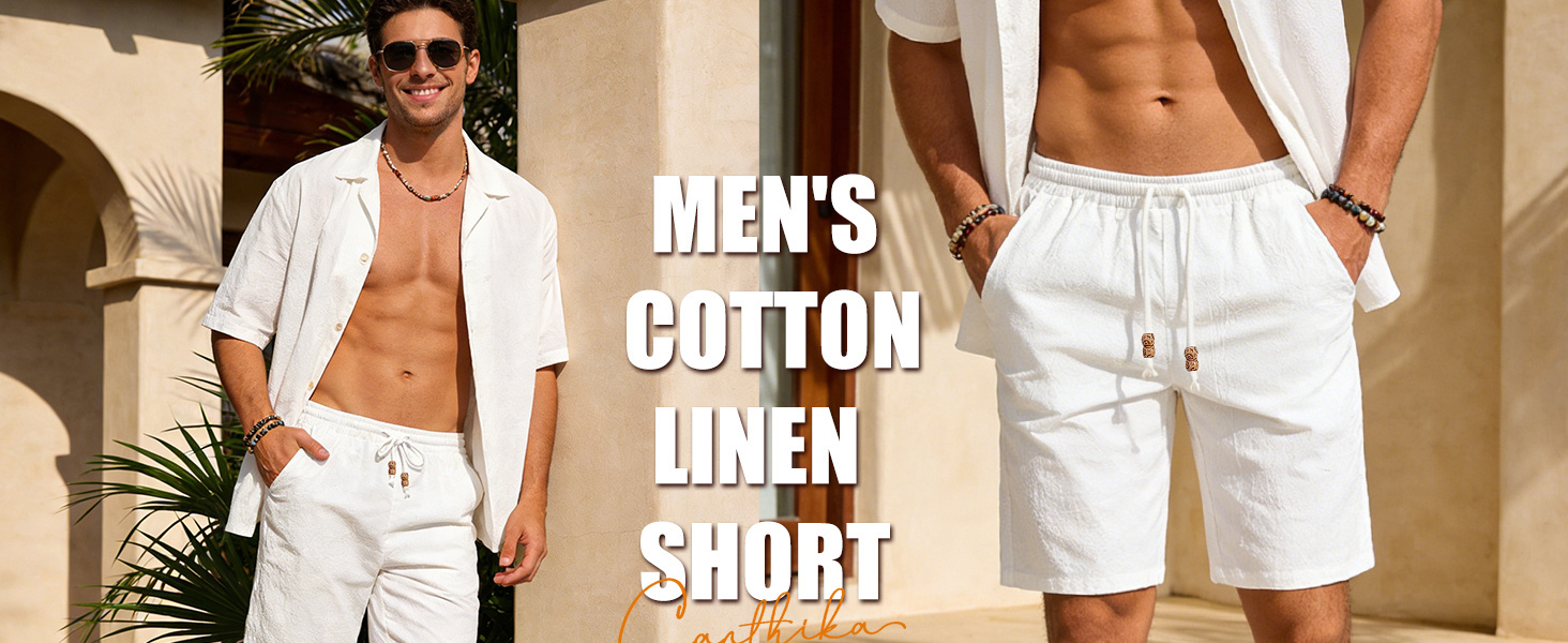 men cotton linen short