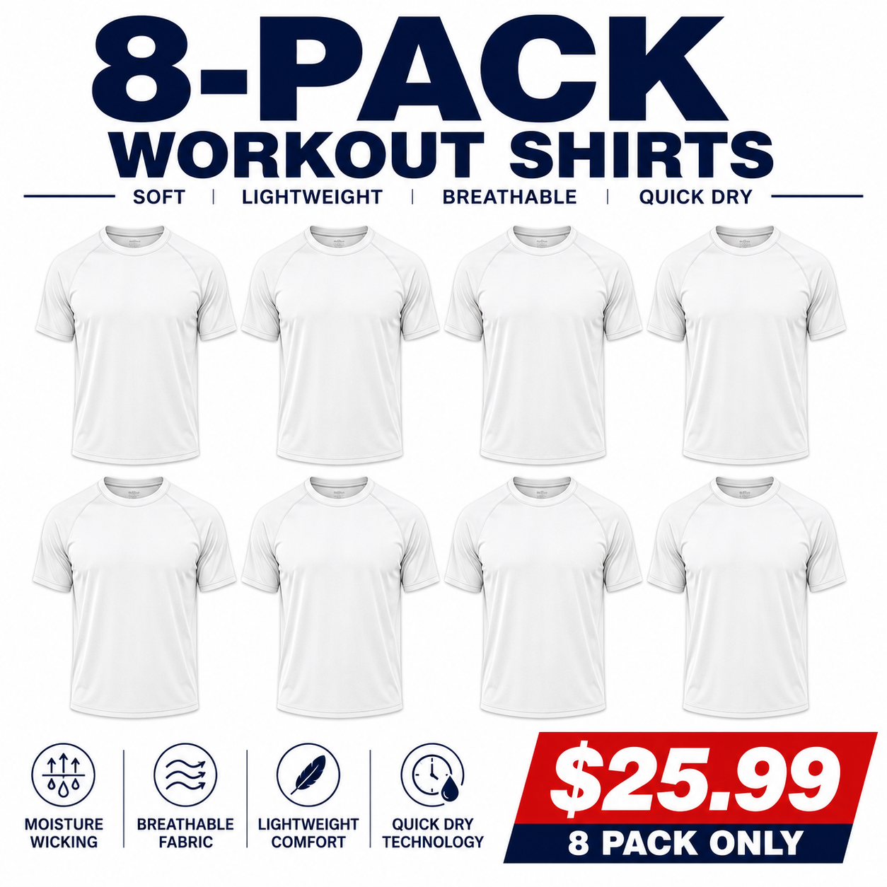 Men's 8-Pack Workout Shirts