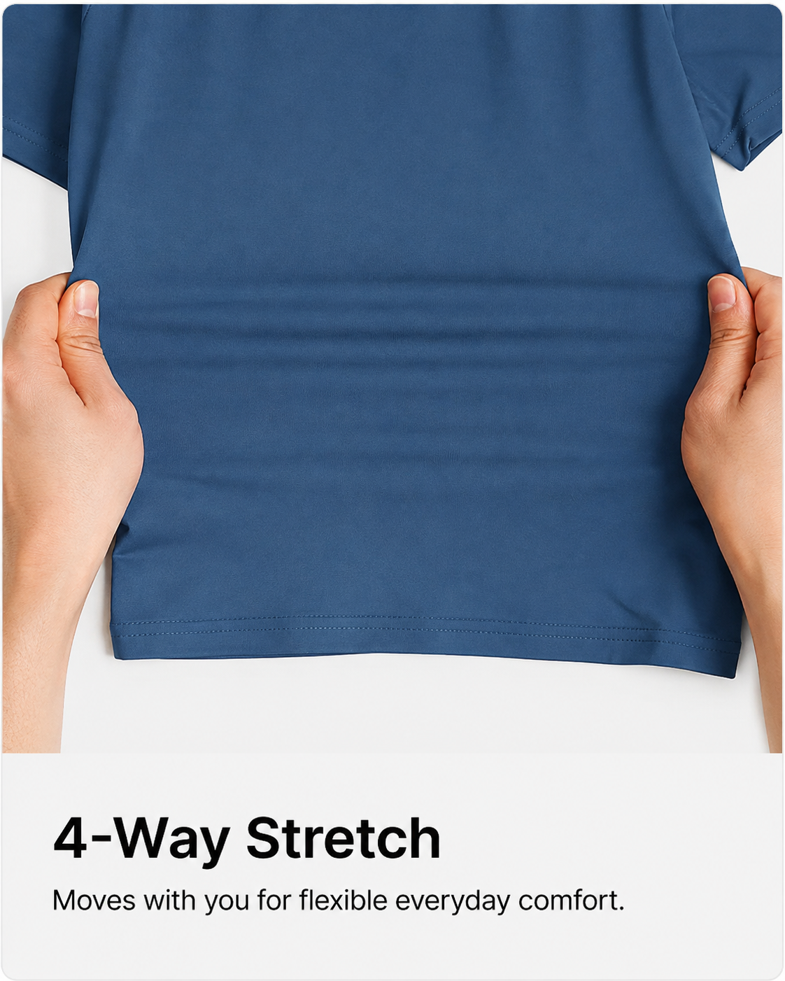 Stretch demonstration for men's crew neck T-shirt
