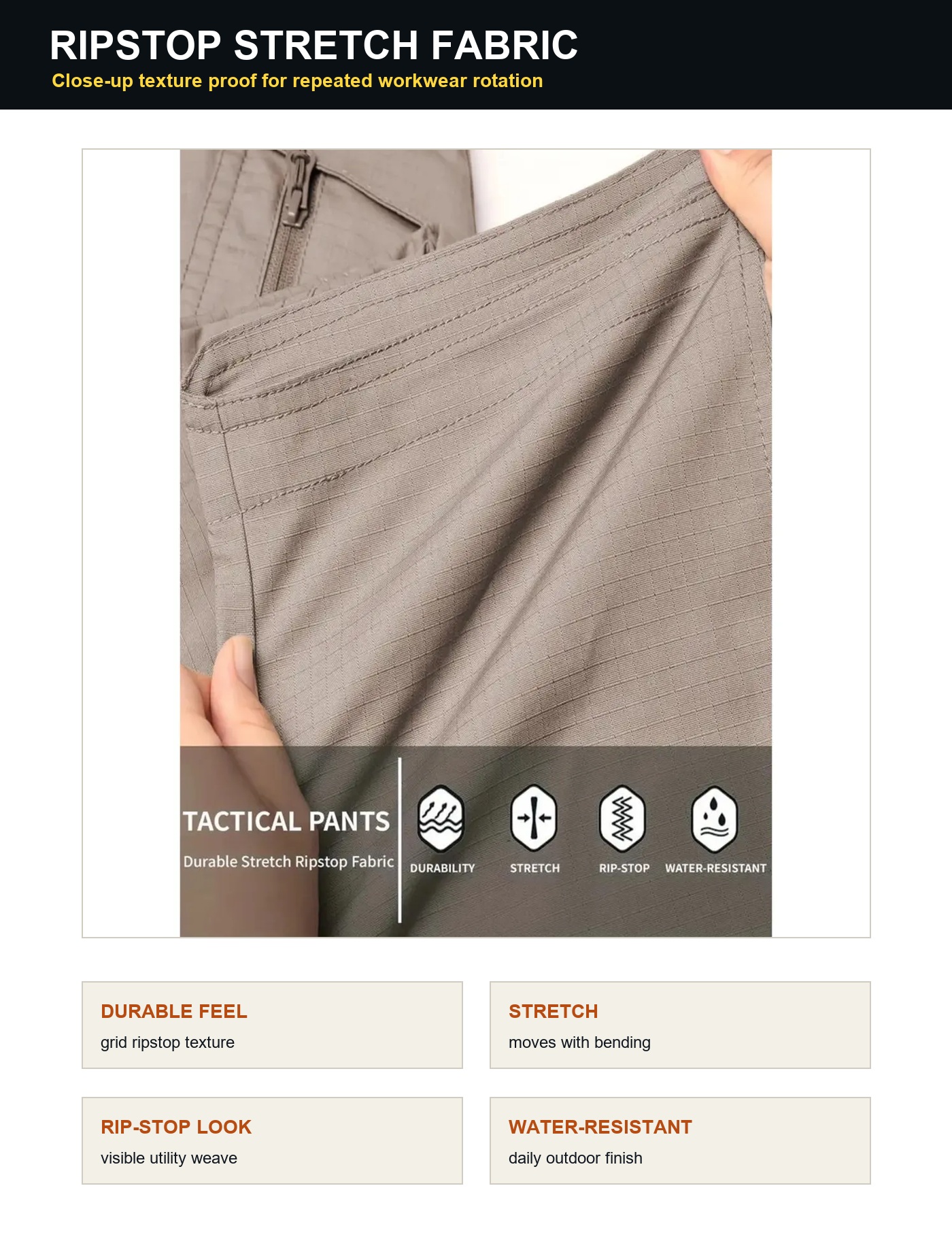 Captioned ripstop stretch fabric proof