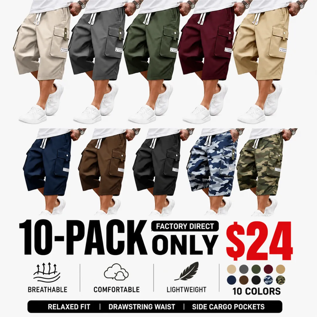 Men's Cargo Shorts 5-Pack & 10-Pack Bundle