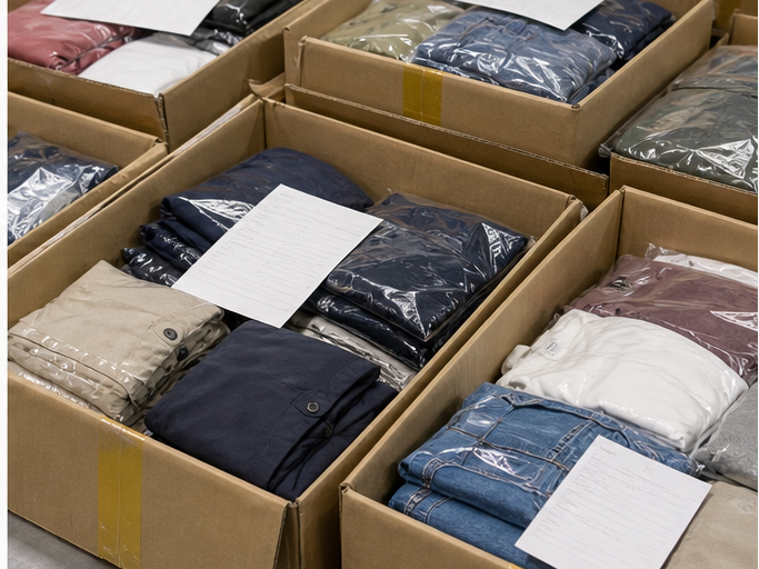 Clothing bundle cartons packed for stock-up value