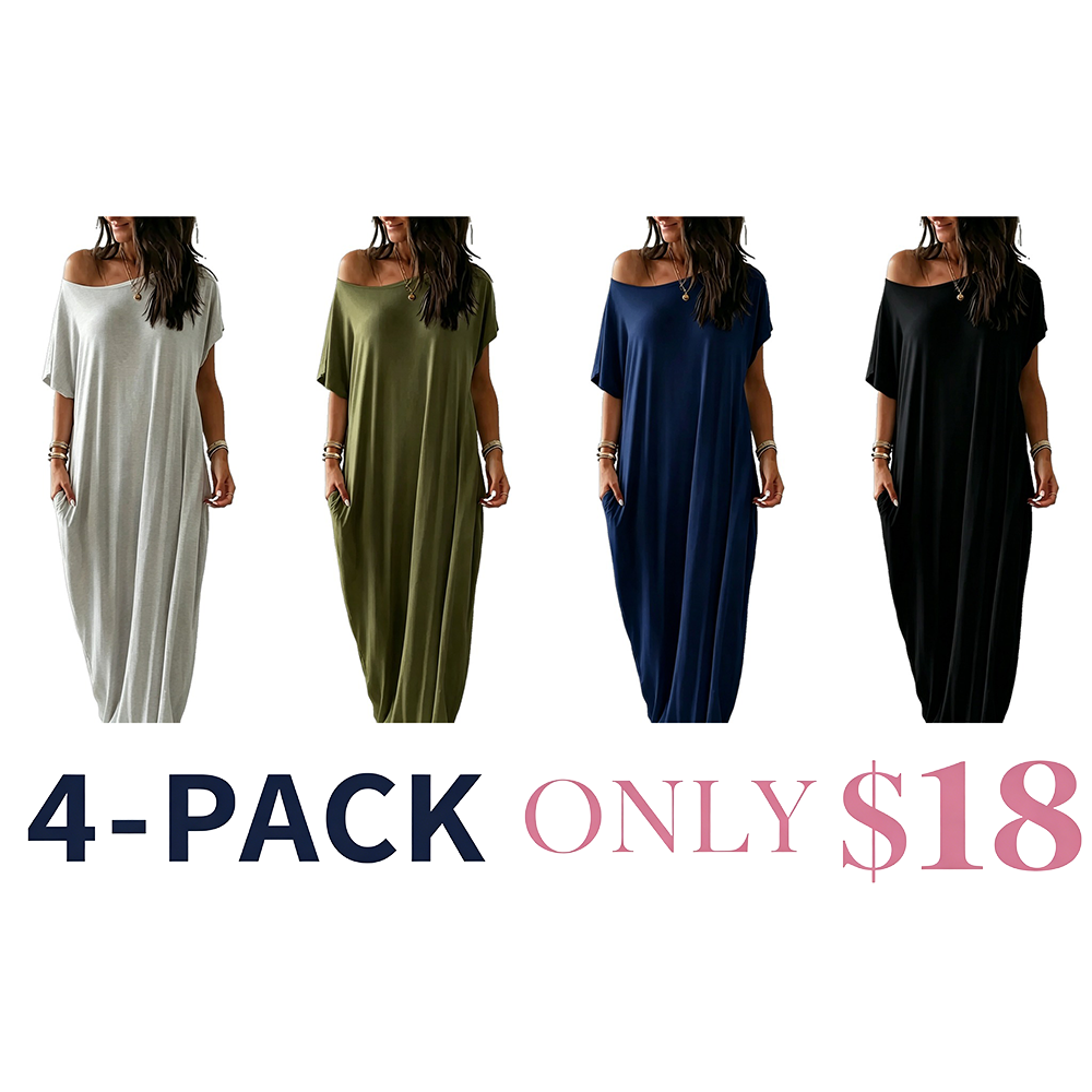 Women's Basic Solid Color Batwing Sleeve Loungewear Dress