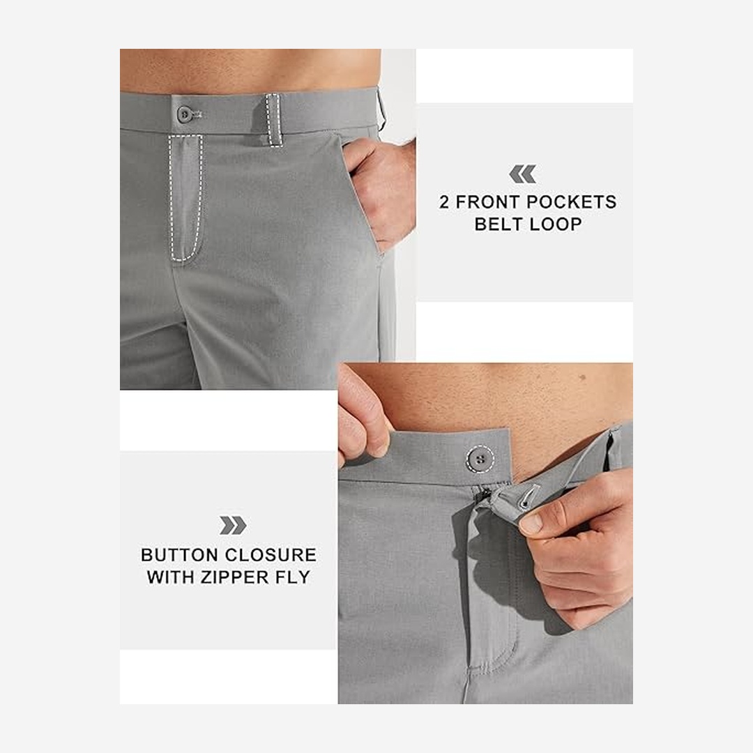 Men's Golf Pants, Stretch Work Dress Pants, 30"/32"/34" Quick-drying, Lightweight, Comfortable Casual Pants with Pockets
