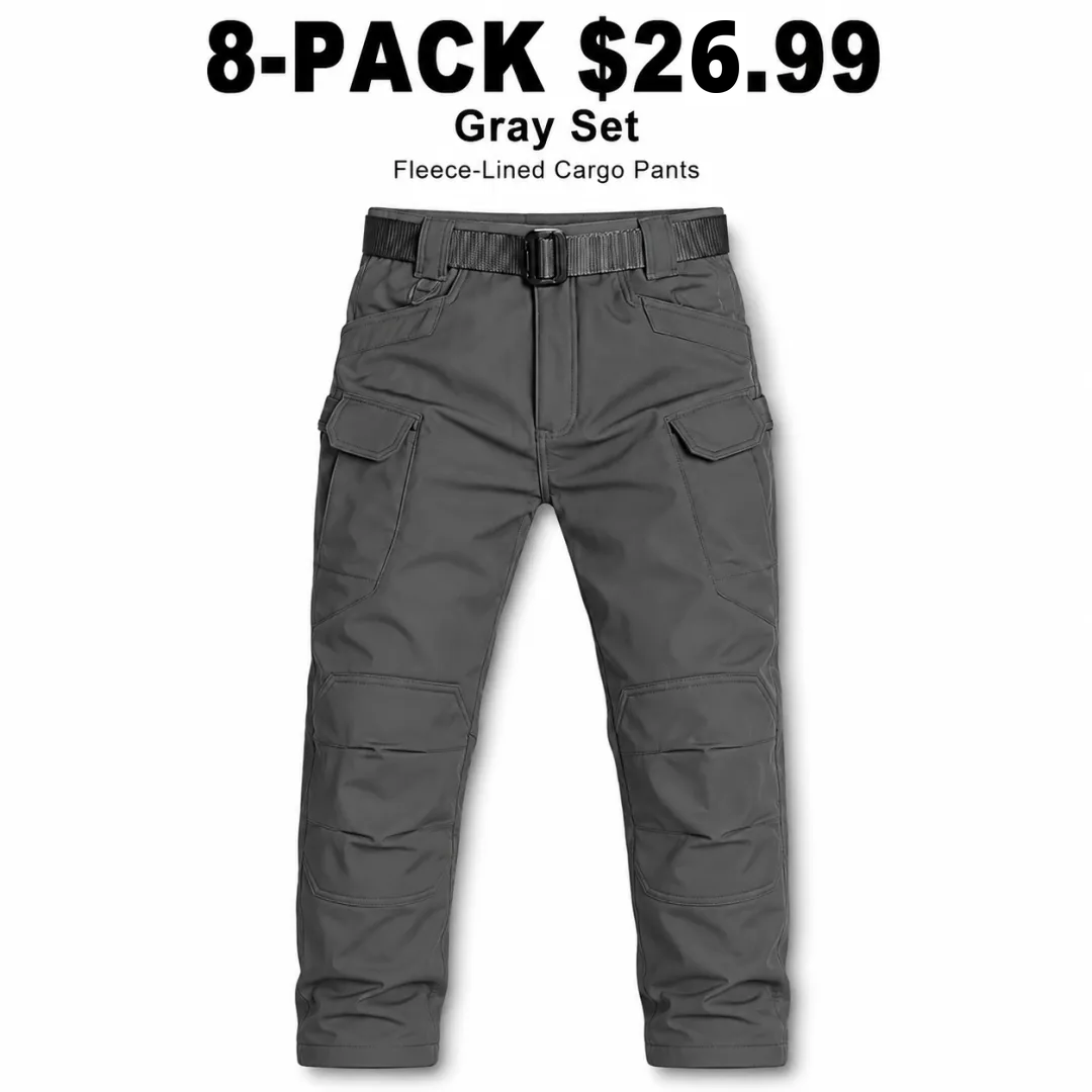 Men's Fleece-Lined Cargo Pants 8-Pack