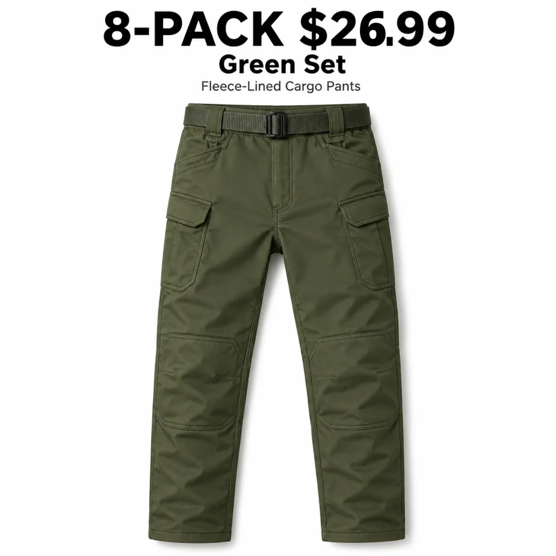 Men's Fleece-Lined Cargo Pants 8-Pack