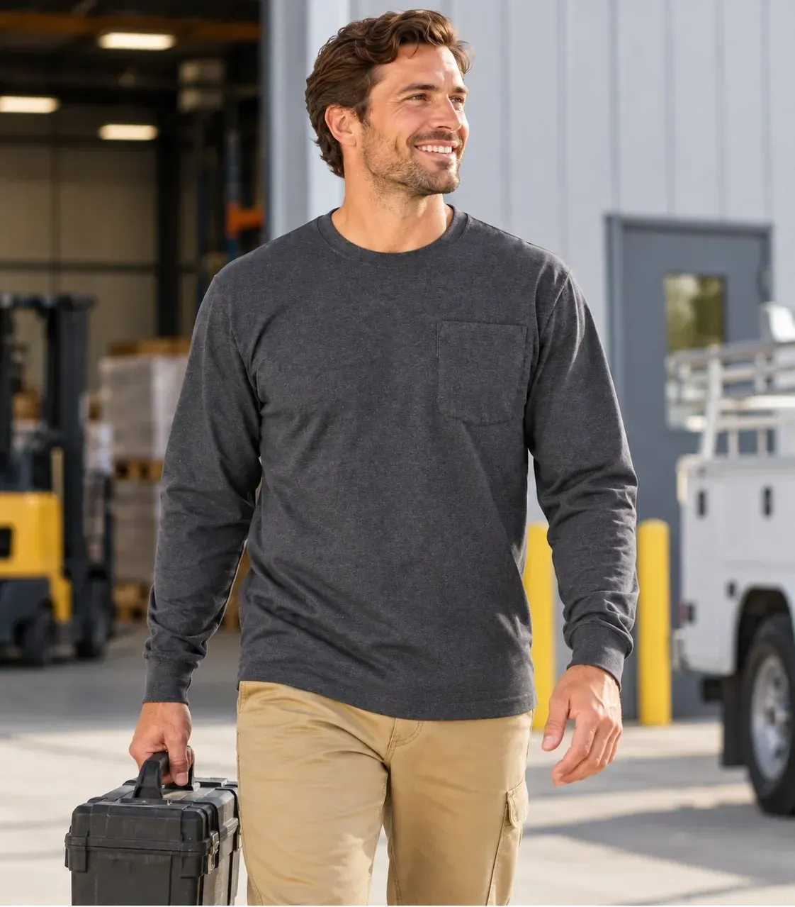 Charcoal pocket T-shirt styled for work