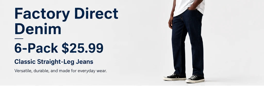 Men's dark indigo straight-leg jeans 6-pack factory direct