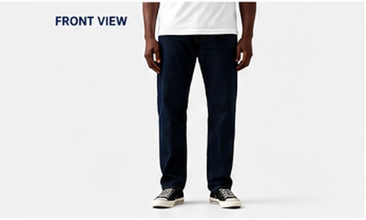 Front view of men's straight-leg jeans
