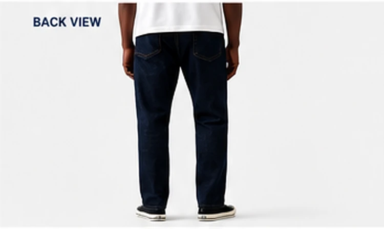 Back view of men's straight-leg jeans