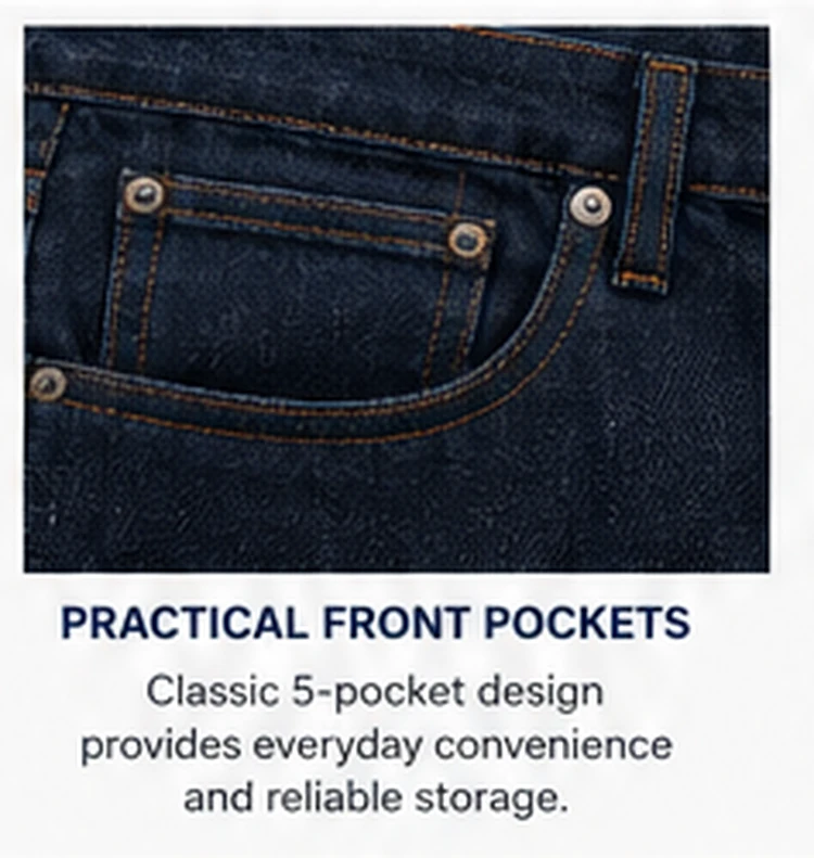 Practical front pockets and rivet detail
