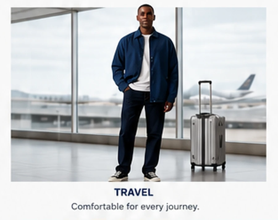 Straight-leg jeans for travel outfits