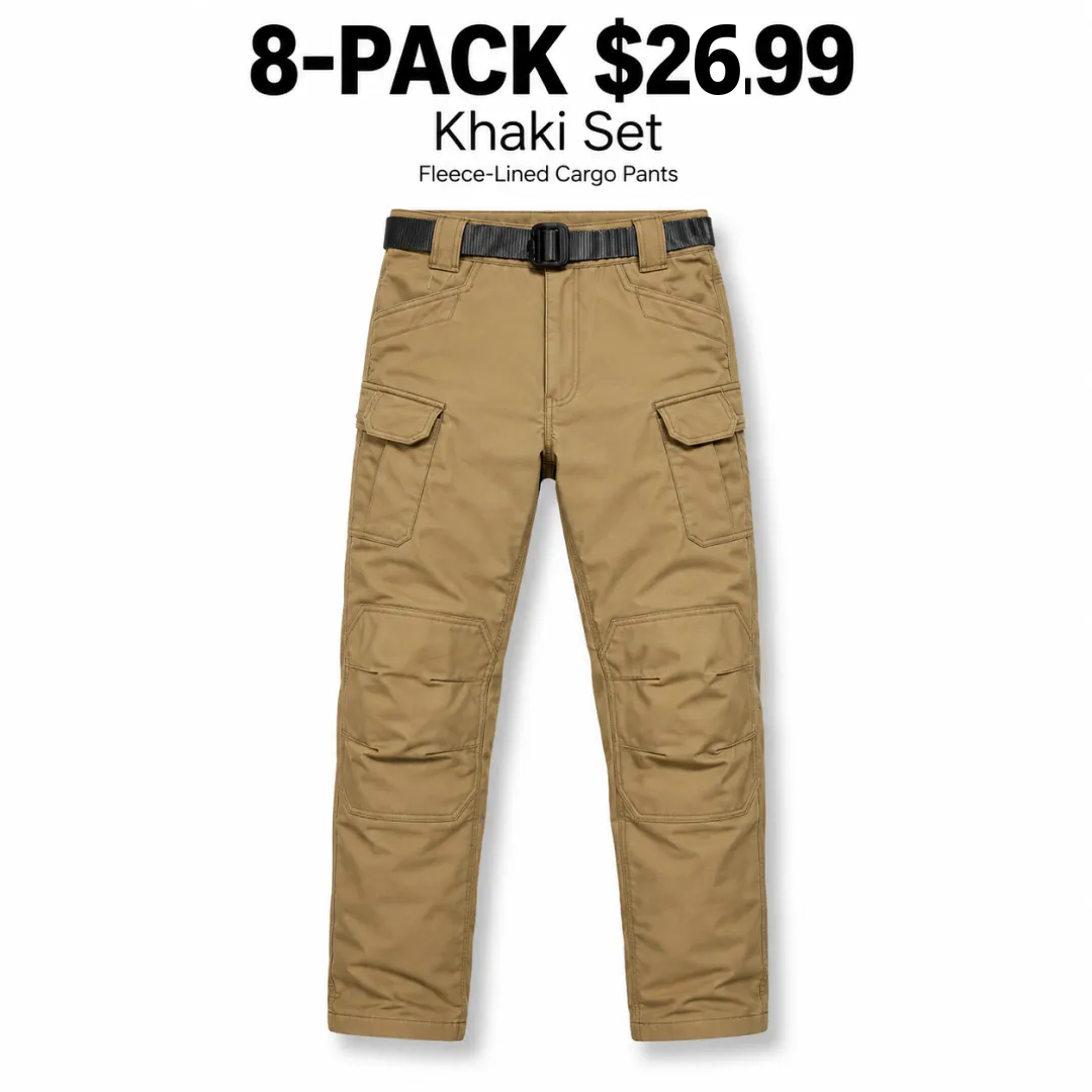 Men's Fleece-Lined Cargo Pants 8-Pack