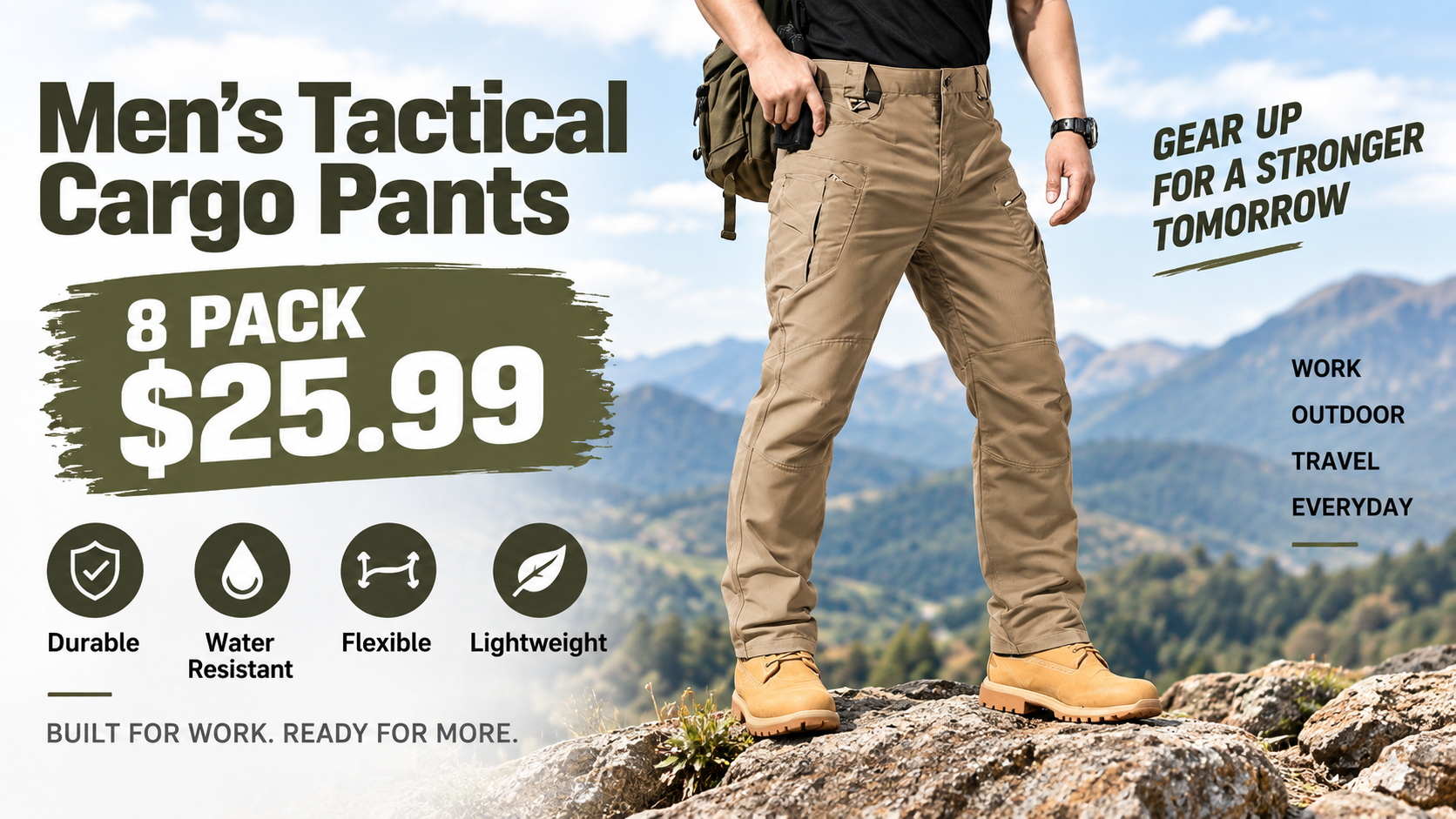 Men tactical cargo pants 8-pack offer