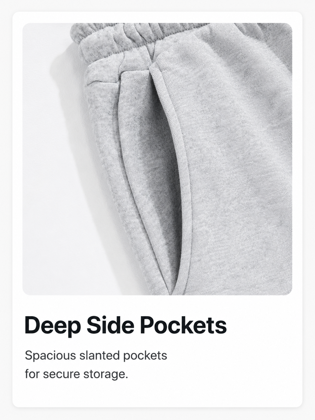 Deep side pockets detail