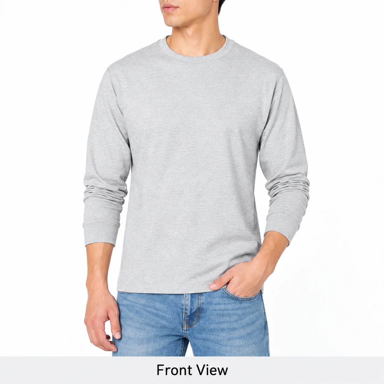 Light Heather Gray front fit view