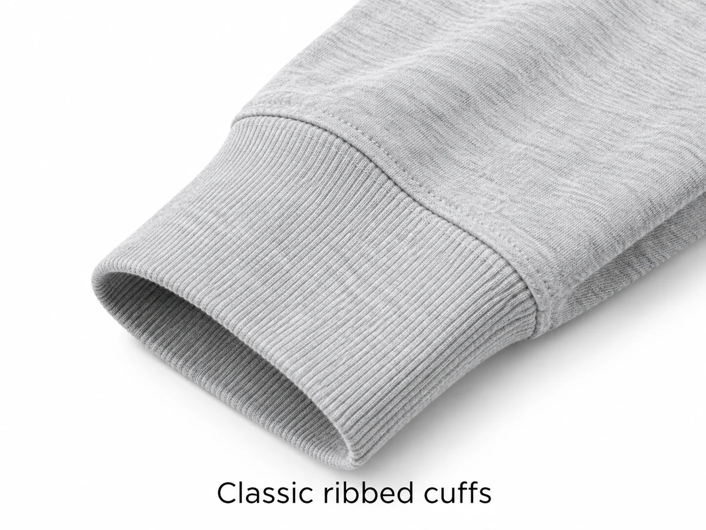 Close-up of ribbed cuff construction