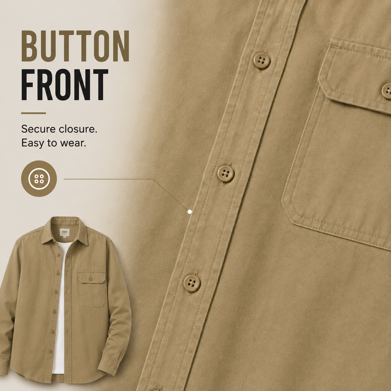 Button-front construction
