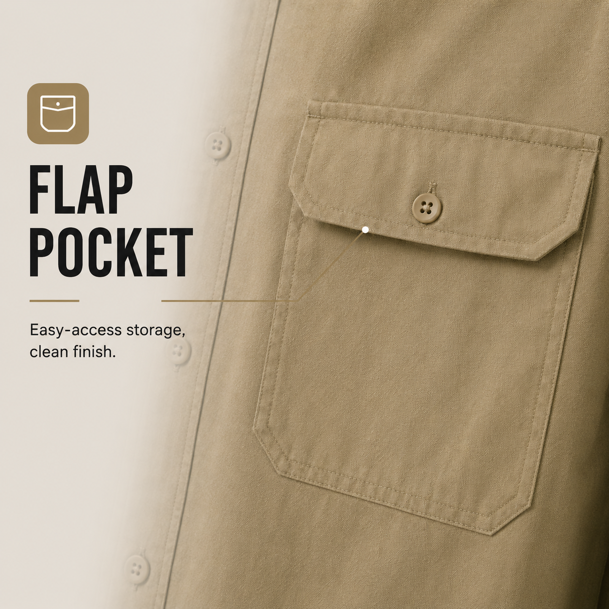 Buttoned flap chest pocket