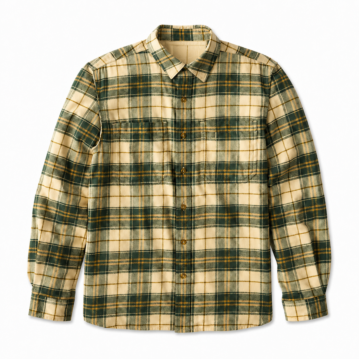 Cream Green Plaid