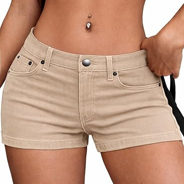 AHDATRIADIA High Stretchy Low Rise Jean Shorts for Women, Y2K Mini Denim Shorts Sexy Summer