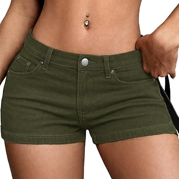 AHDATRIADIA High Stretchy Low Rise Jean Shorts for Women, Y2K Mini Denim Shorts Sexy Summer