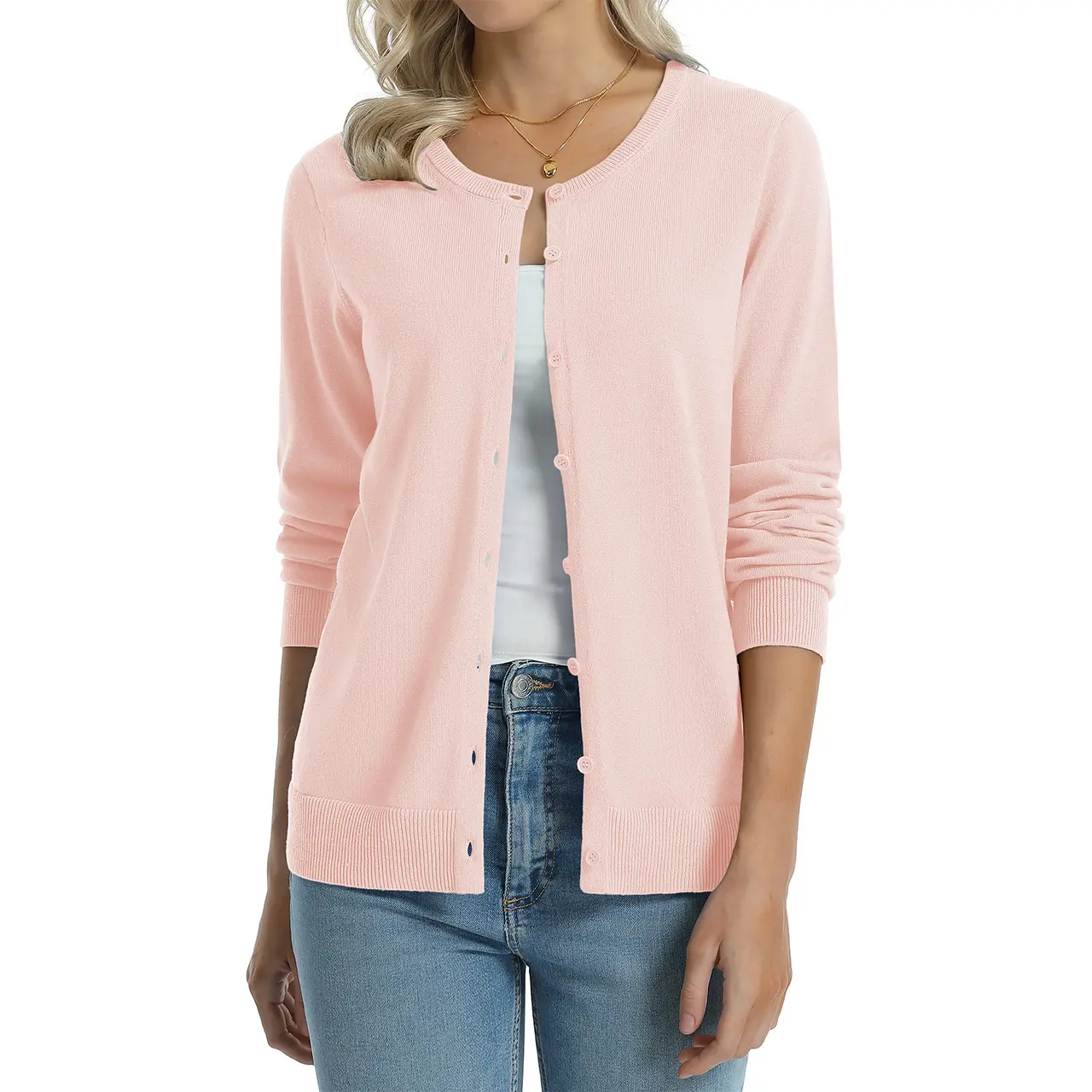 Light Pink women cotton cardigan color option