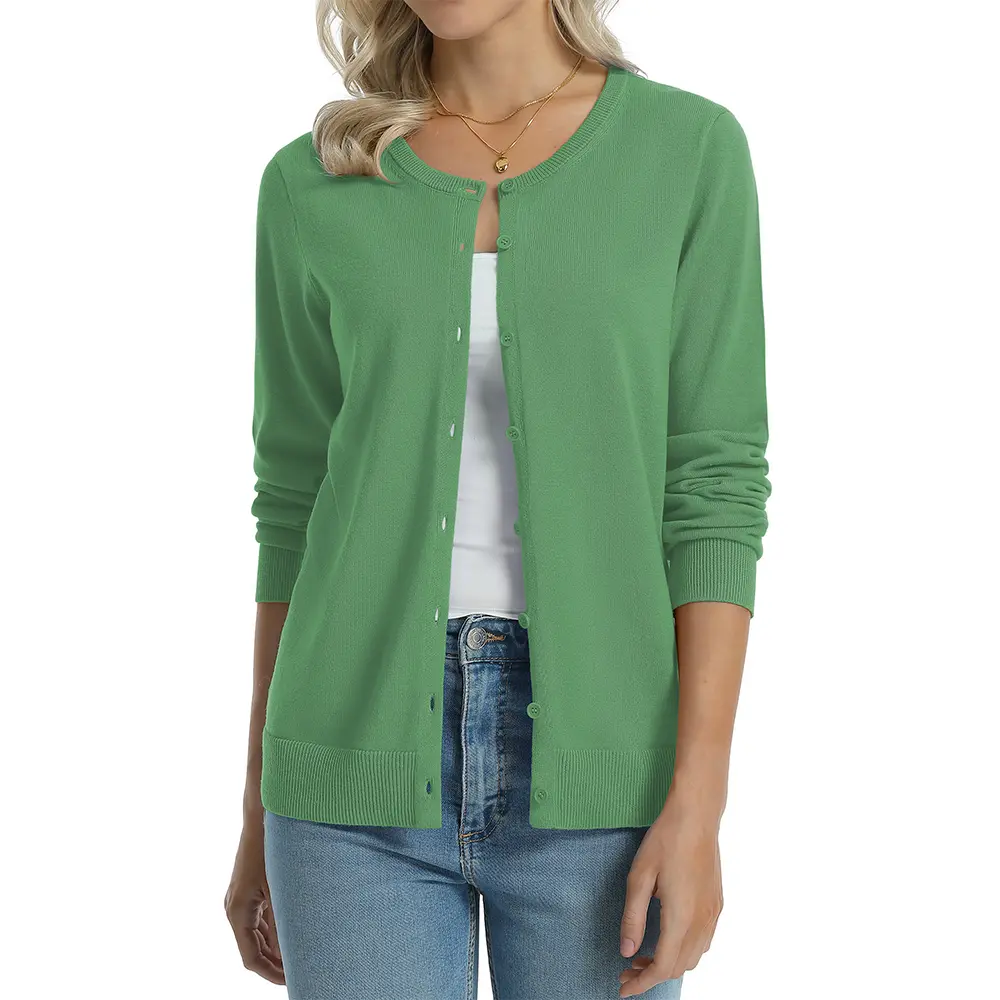 Green women cotton cardigan color option