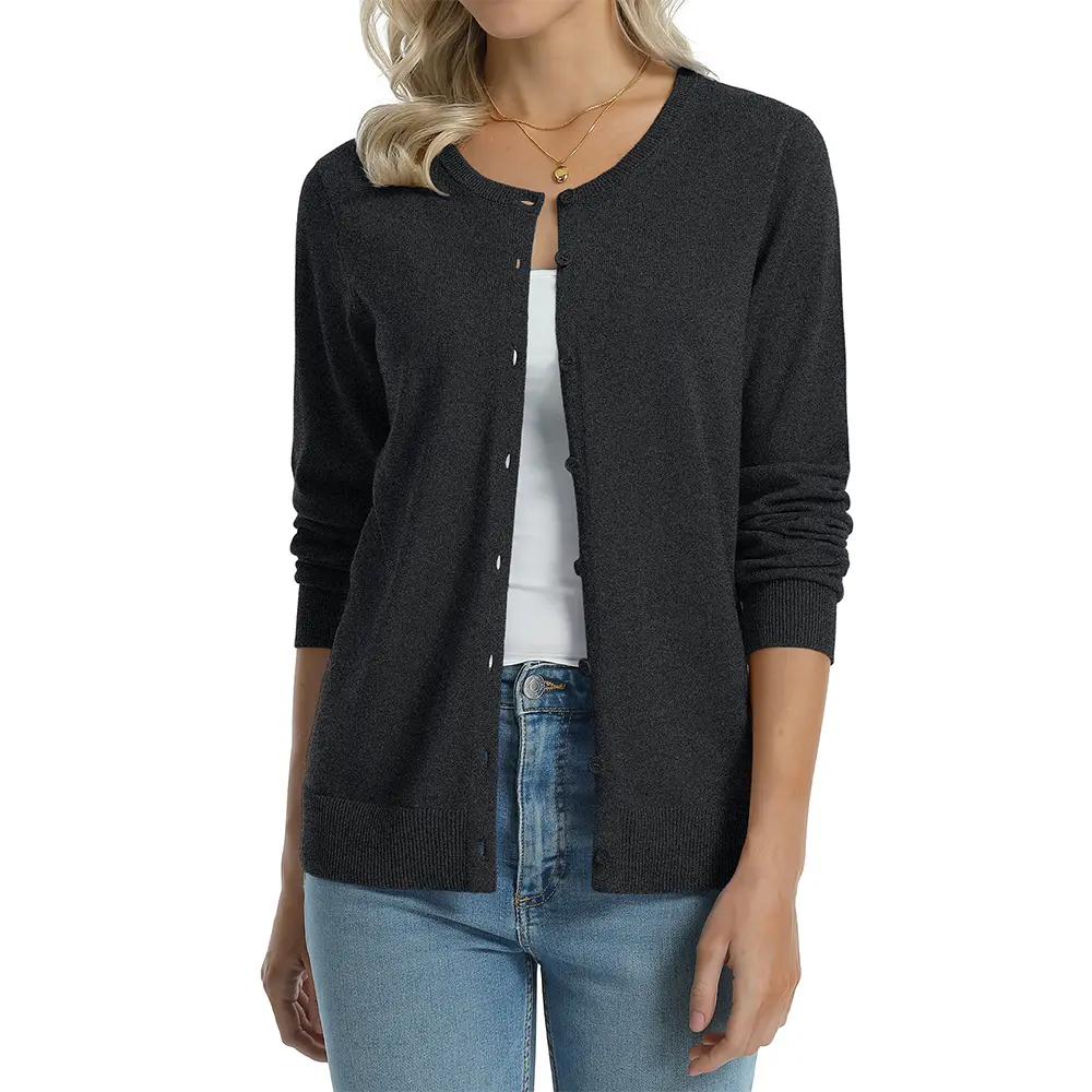 Charcoal women cotton cardigan color option