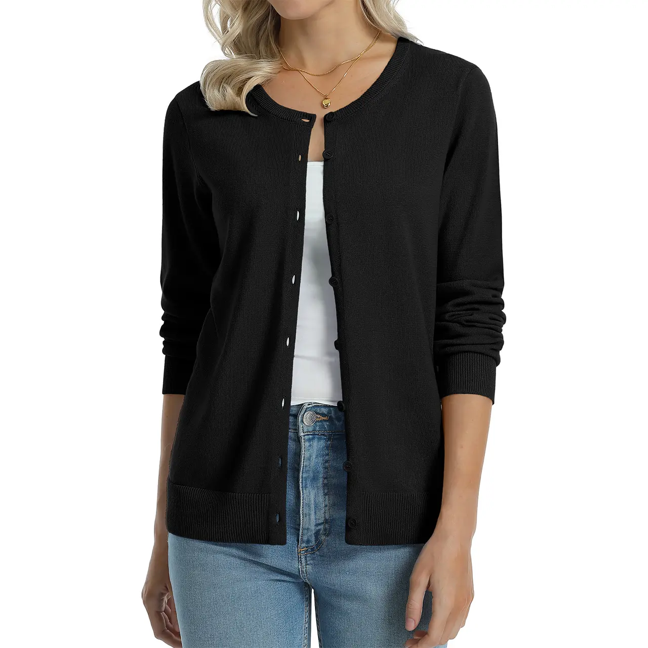 Black women cotton cardigan color option