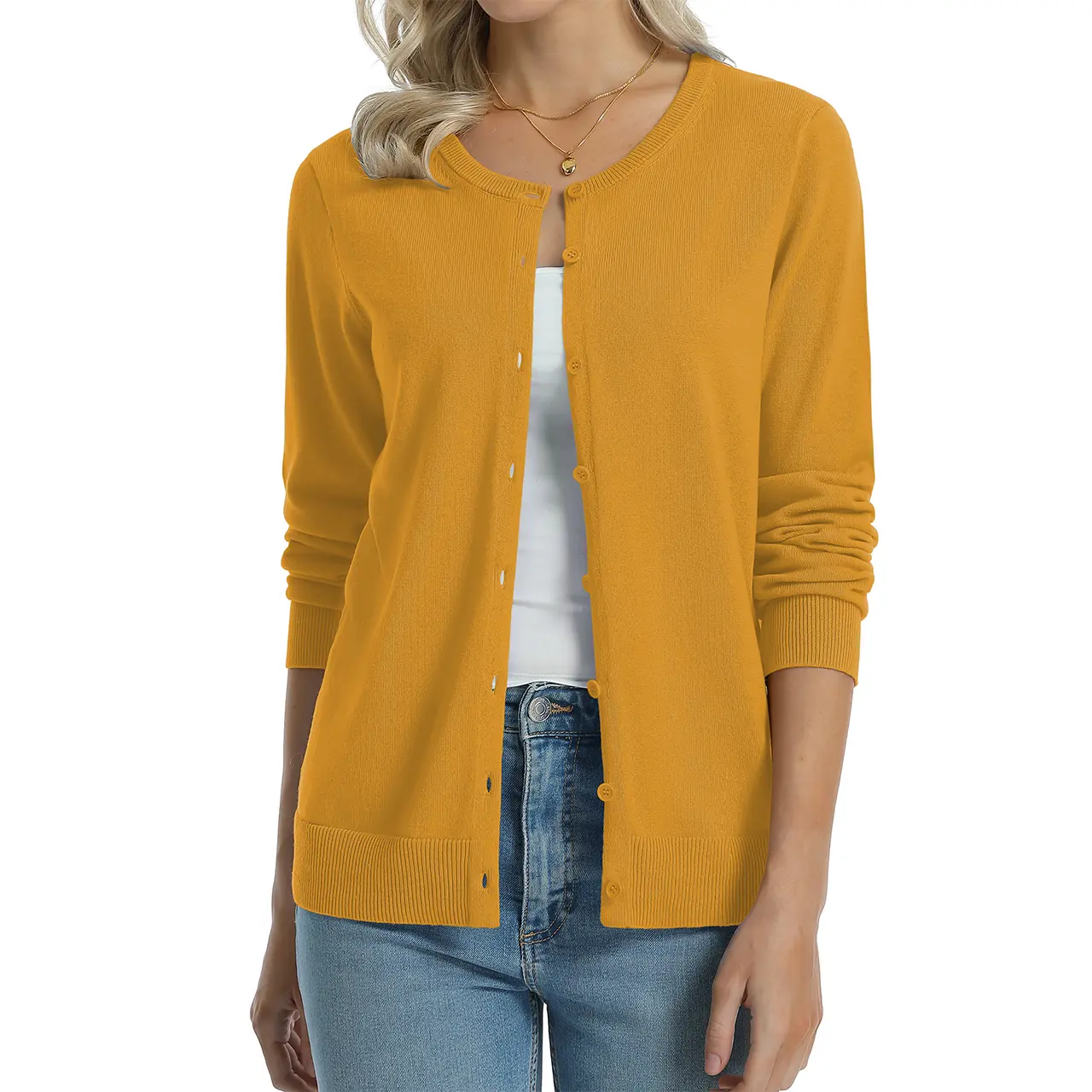 Mustard women cotton cardigan color option