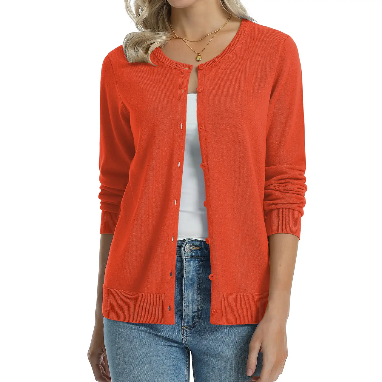 Orange women cotton cardigan color option