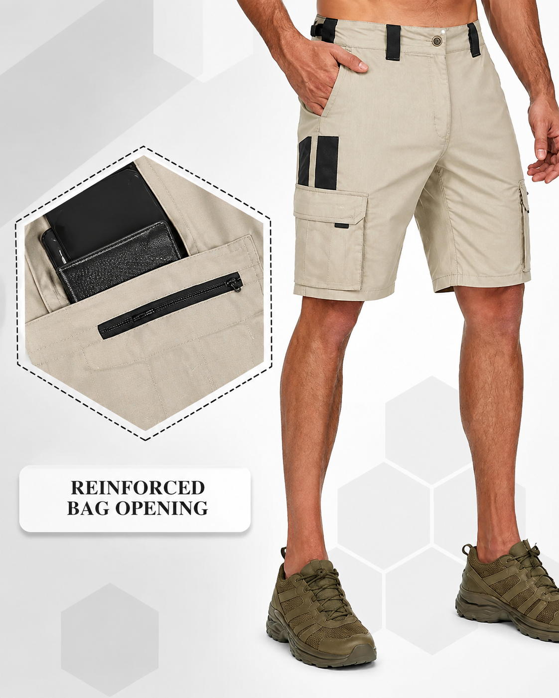 Reinforced pocket opening detail.