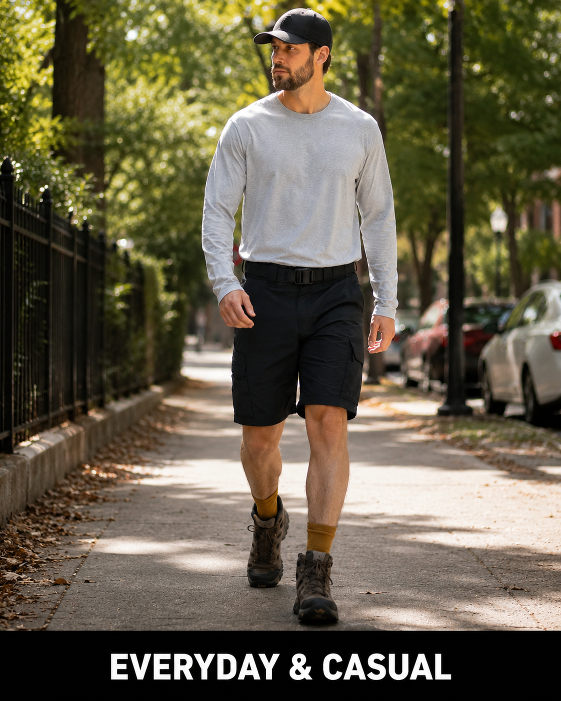 Everyday use case wearing cargo shorts.