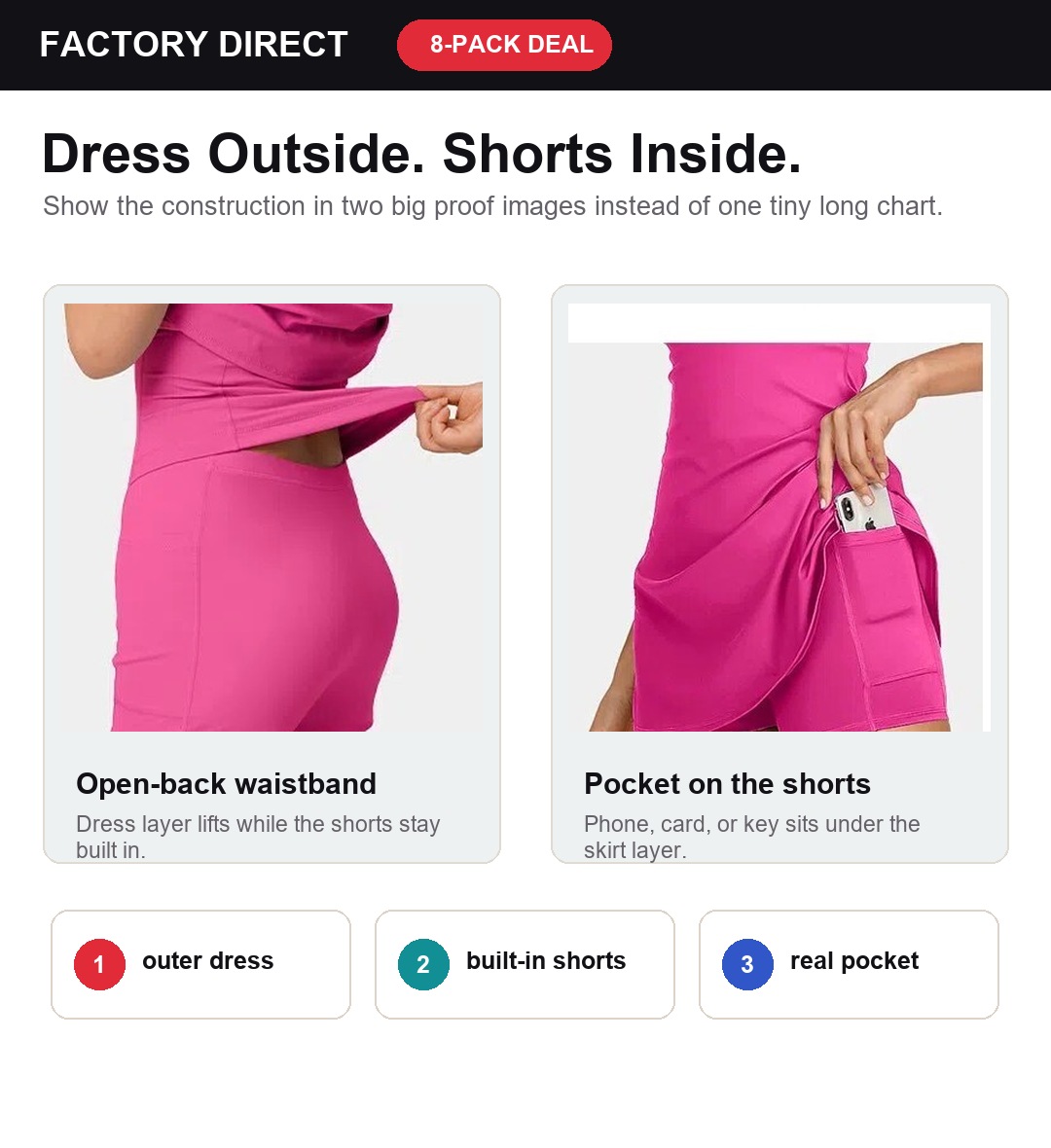 Dress outside shorts inside construction proof images
