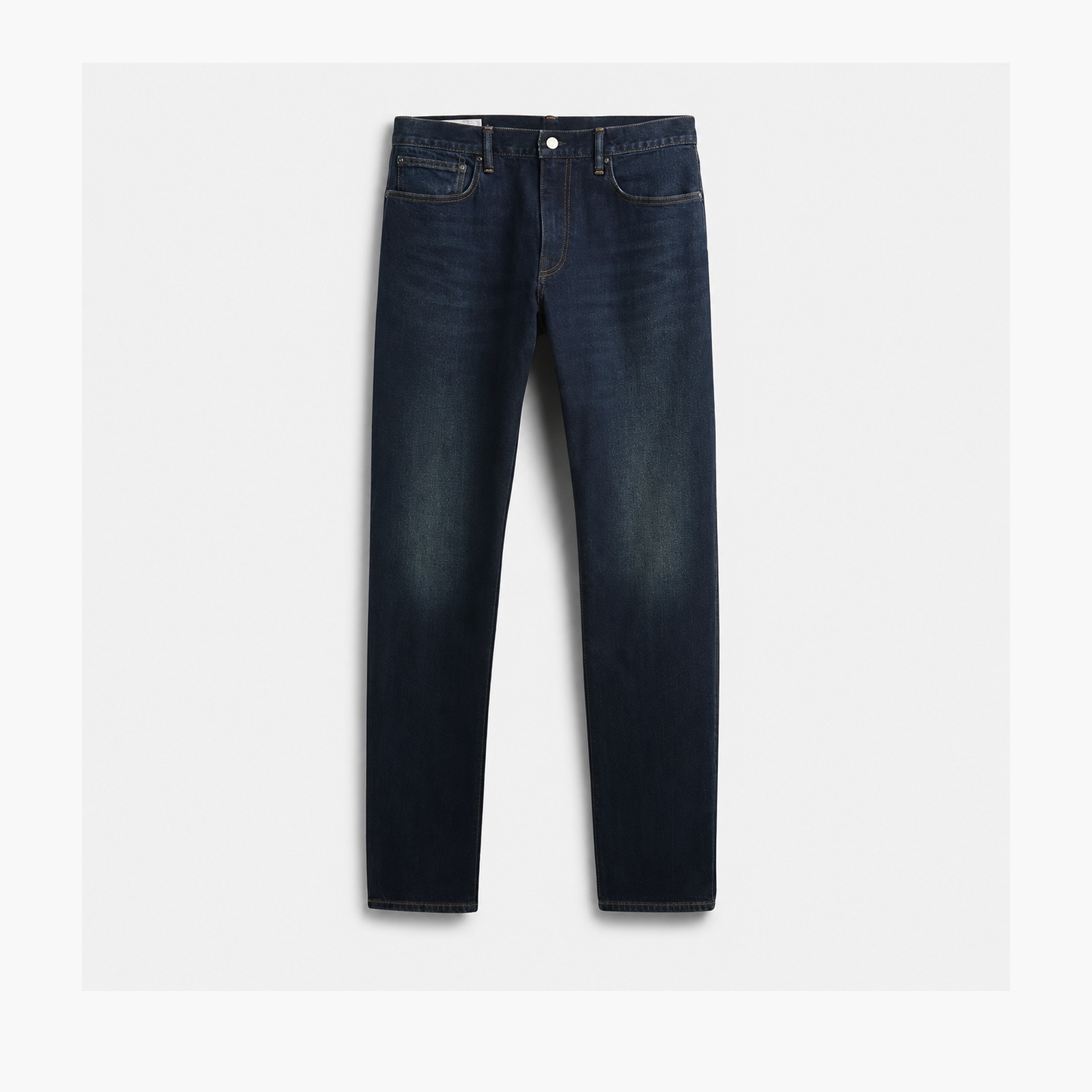 Dark indigo straight denim jeans front view