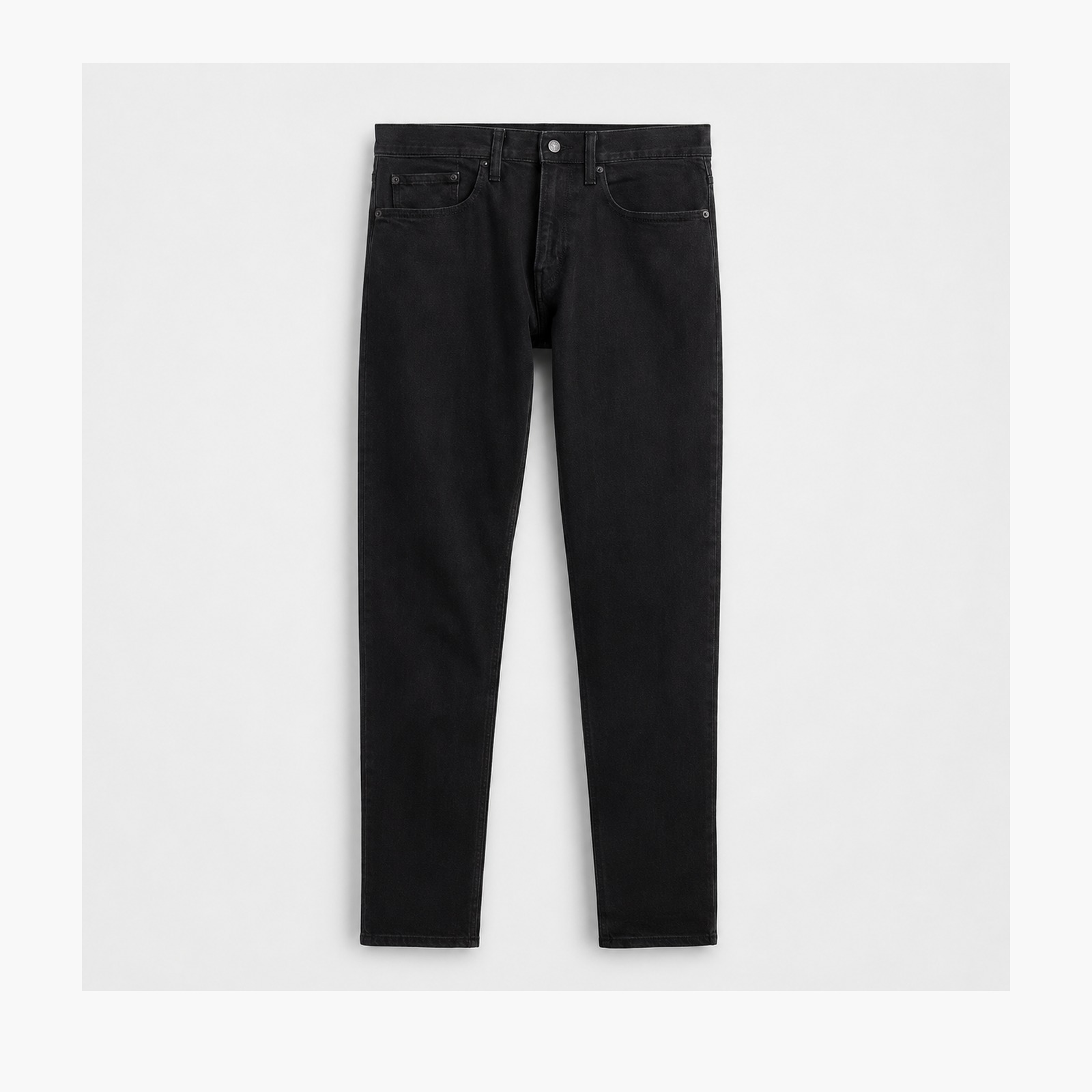 Black straight denim jeans front view