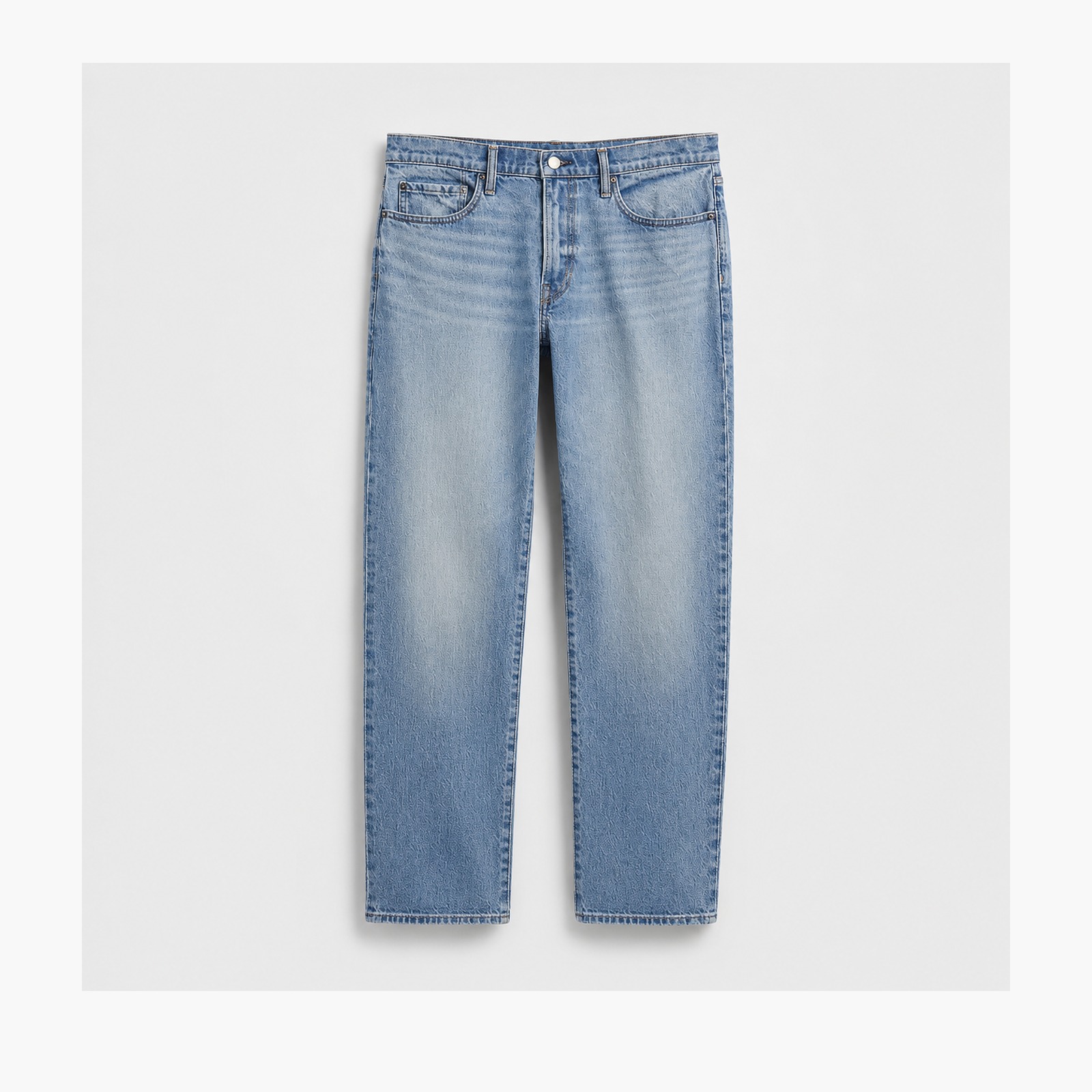Pale blue straight denim jeans front view