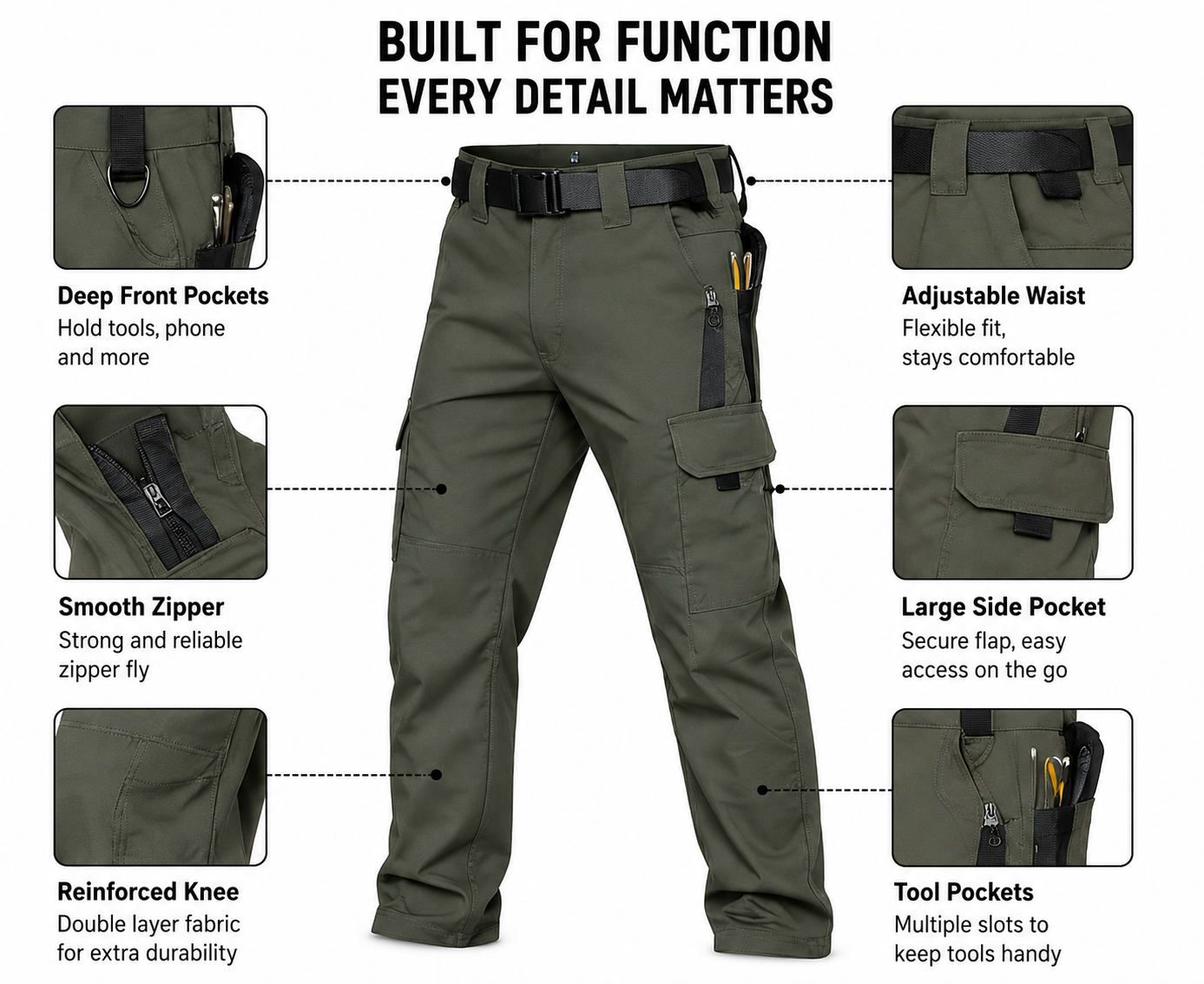 Work pants function detail map