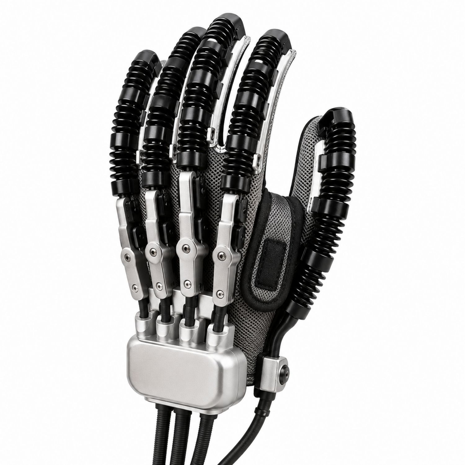Einstellbarer Exoskelett-Handtrainer Schwarz und Silber-Domxiron