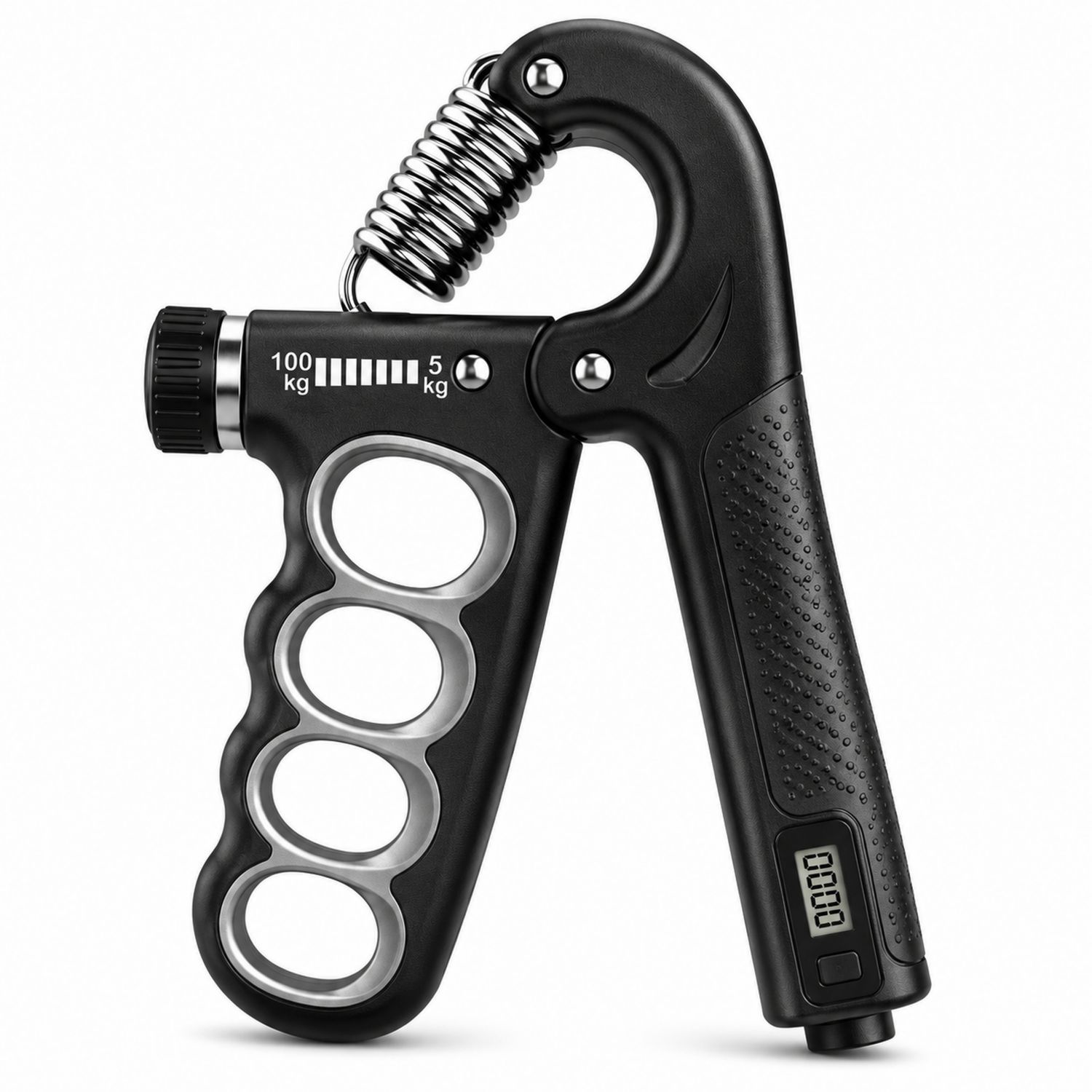 Verstellbarer Handgrifftrainer mit Zähler Schwarz 5-100 kg-Domxiron