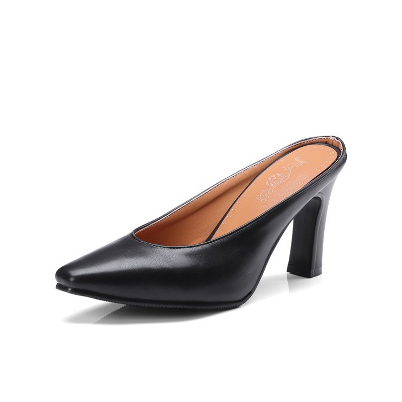 Shoeswoon Elegant Minimalist Pointed Block Heel Mule Heels