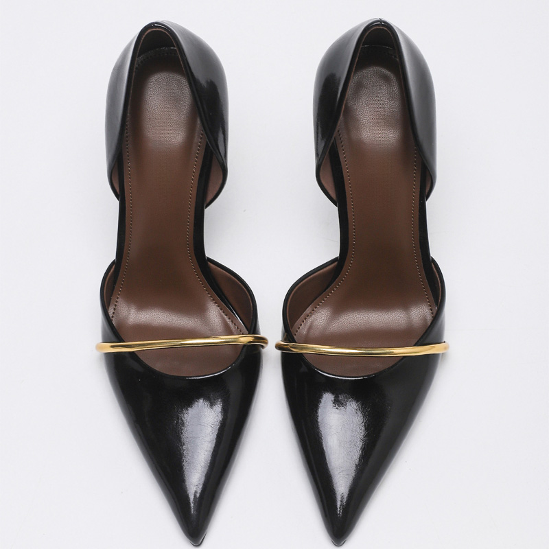 Shoeswoon Pointed‑Toe Side Cutout Metal Decor Stiletto Dress Shoes
