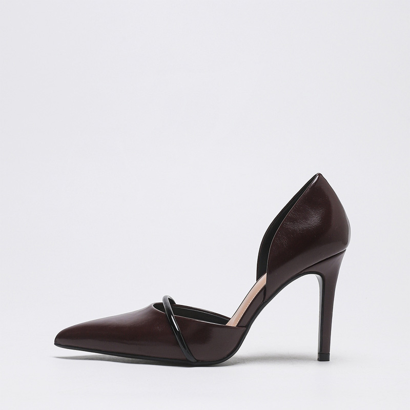 Shoeswoon Pointed‑Toe Side Cutout Metal Decor Stiletto Dress Shoes