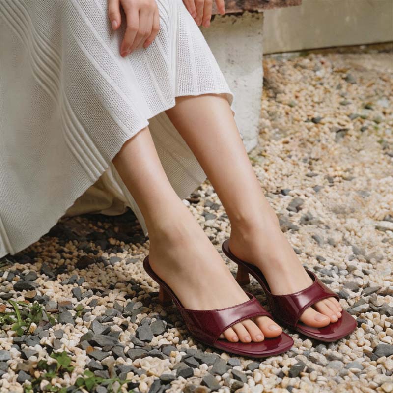 Shoeswoon Simple Slip-On Square Toe Kitten Heel Mules